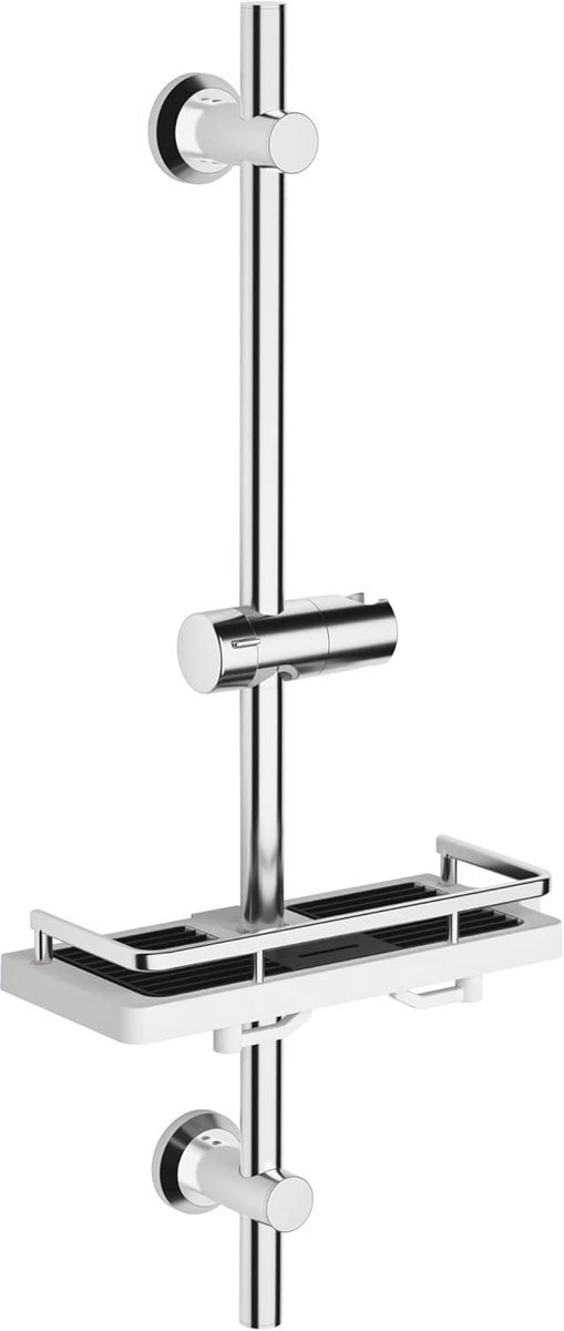 SnelShoppen - RVS Douche Rail 70 cm met Douche Plank, Chroom Geplateerde Wandbuis met Douchekop Houder, Verstelbaar en Variabel voor Bestaande Boorgat
