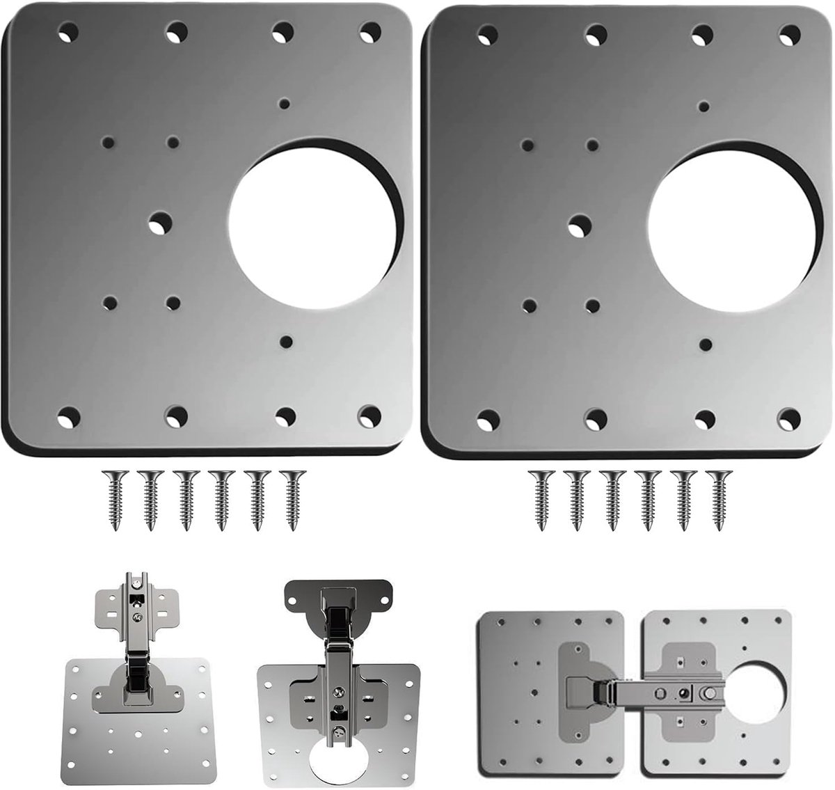 SnelShoppen - Hinge Repair Board - 2 Stuks Keuken Kast Hinge Reparatie Beugels - RVS Platen met Schroeven voor Deuren - Duurzaam en Roestvrij - Ideaal