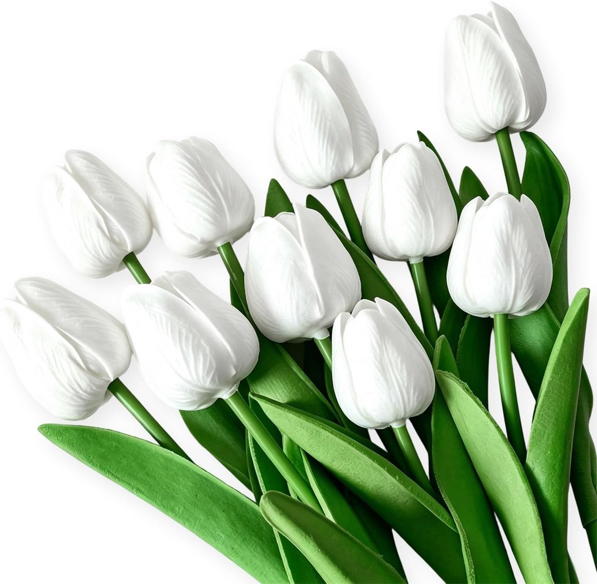 SnelShoppen - 10 Stuks Witte Tulpen Kunstbloemen - PU Real Touch Nep Tulpen - Faux Bloem Boeketten voor Huis, Tuin, Bruiloft en Party Decoratie