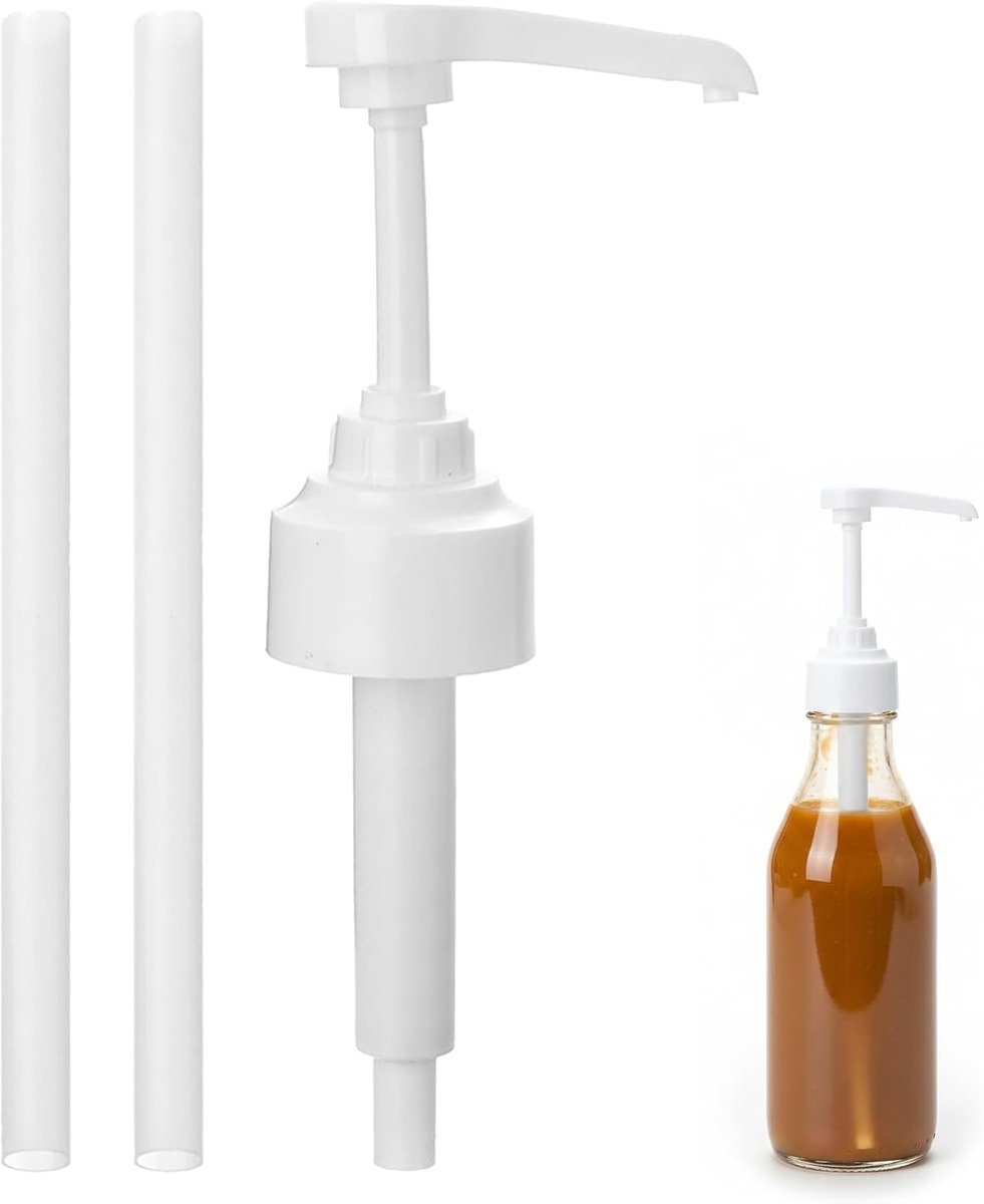 SnelShoppen - Set van 3 Dispensing Pumps, 1 Liter, Syrup Dispenser Set voor Glasflessen, Reusable Pump Dispenser, Precisie Doseren voor Thuis, Café en