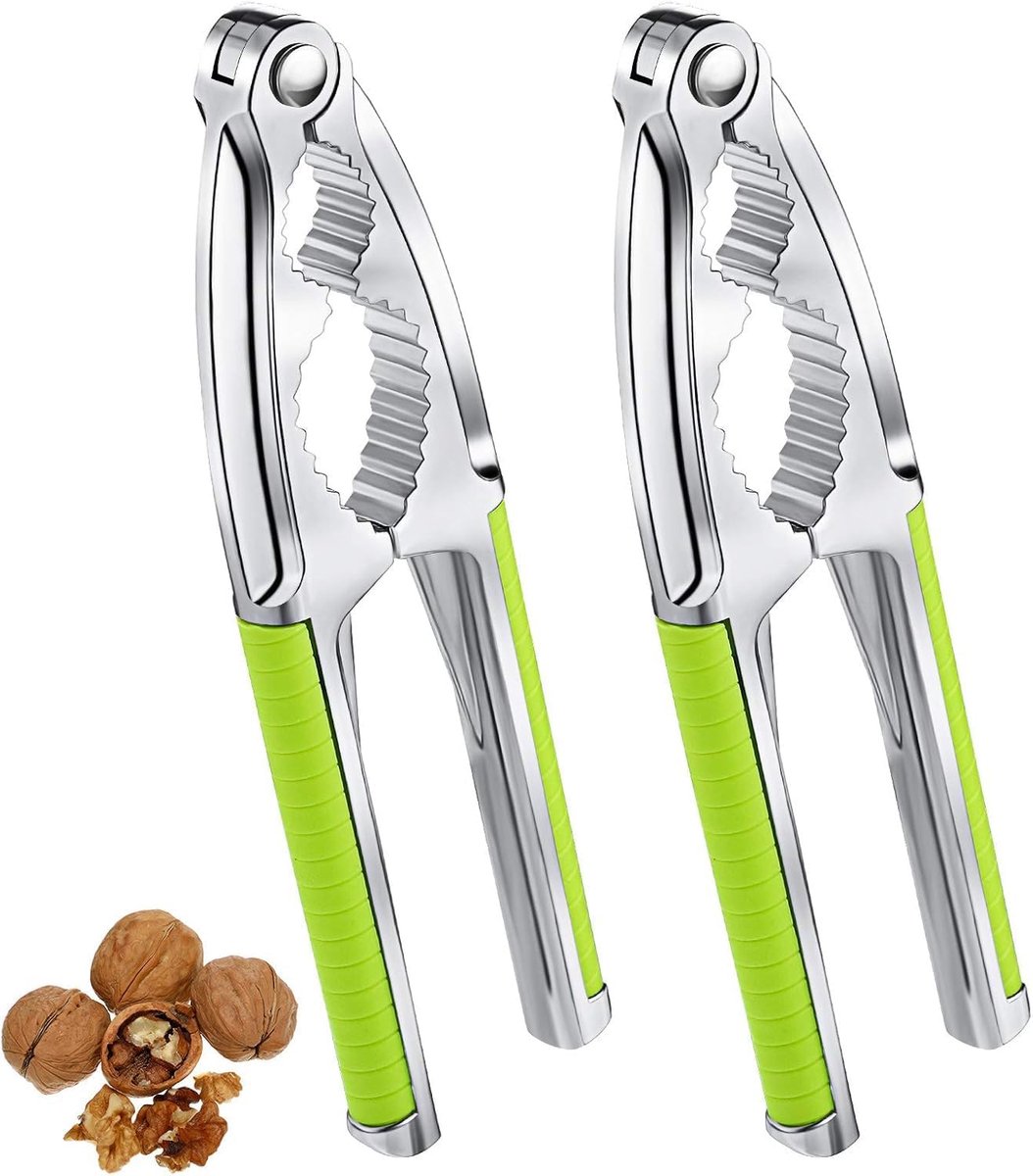 SnelShoppen - Metal Nutcrackers 2 Stuks - Robuuste Notenkraker Set met Antislip Handvat - Walnoot en Hazelnoot Openers voor Keuken - Duurzaam en Effic