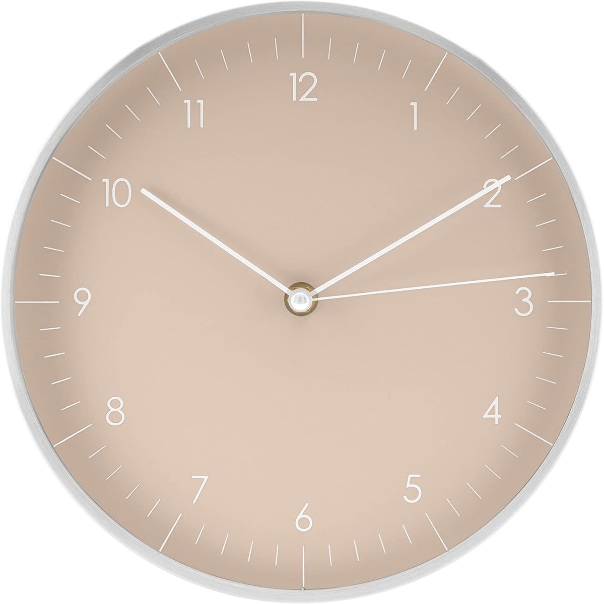 SnelShoppen - Moderne Quartz Wandklok Scandinavisch Design 24CM, Stille Beweging, Arabische Cijfers, Cream Kleur, Luxe Afwerking voor Woonkamer en Int