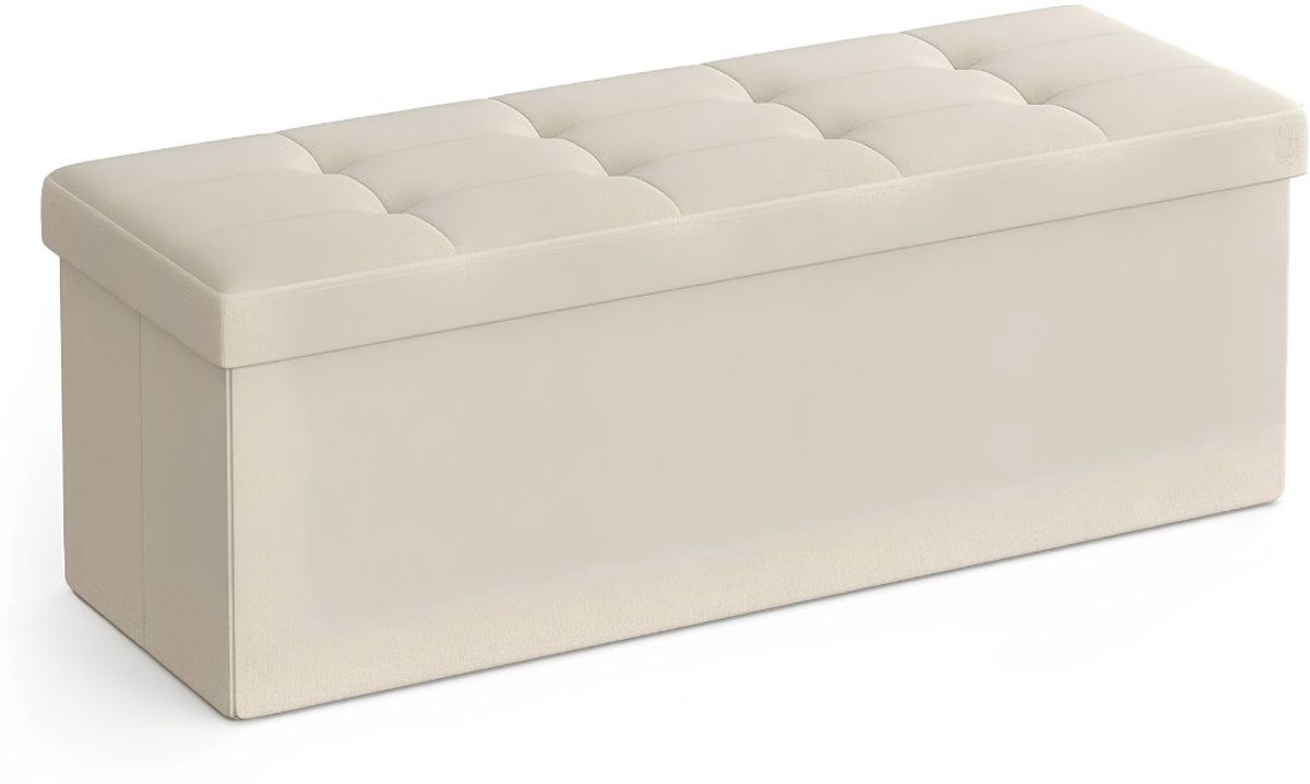 SP® Poef - Voetenbankje met Opbergruimte - Zitbank - Wit - 38cm x 110cm x 38cm