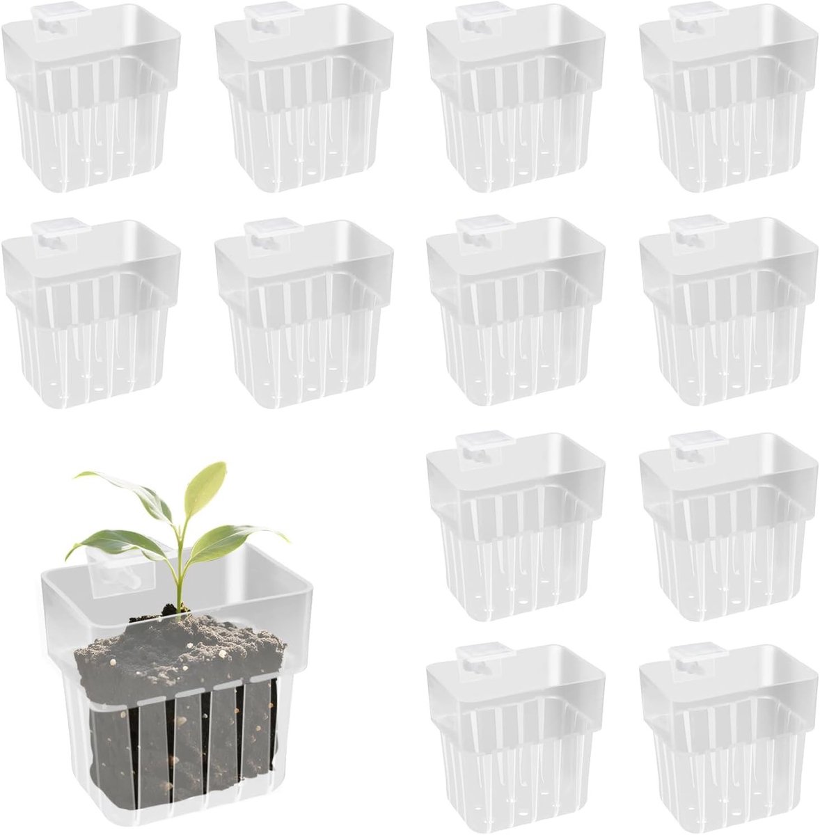 Transparante vijverplantenmanden voor hydrocultuur, aquariumplantenhouder en waterdecoratie (12 stuks) - Perfect voor aquaria en vijvers
