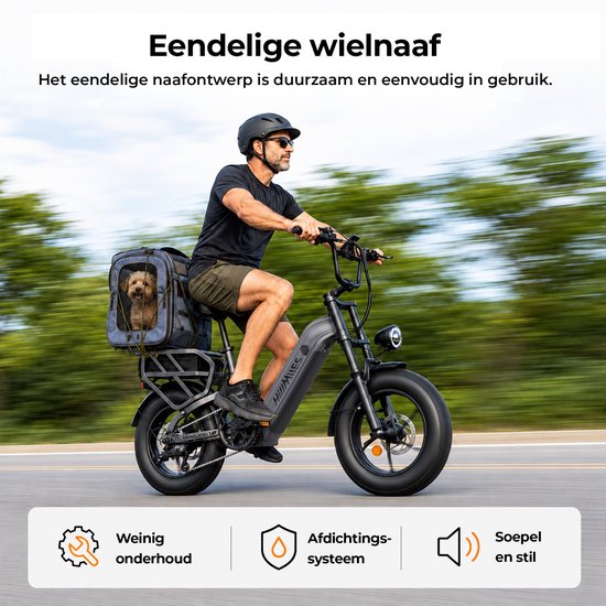 HillMiles Mile Link 1 Elektrische fiets 250W maximaal 25km/u, 48V 18Ah accu, 16x4 inch brede banden hydraulische schijfremmen, inclusief achterdrager met hoog draagvermogen, geschikt voor stadsverkeer en off-road ebike, grijs — afbeelding 4