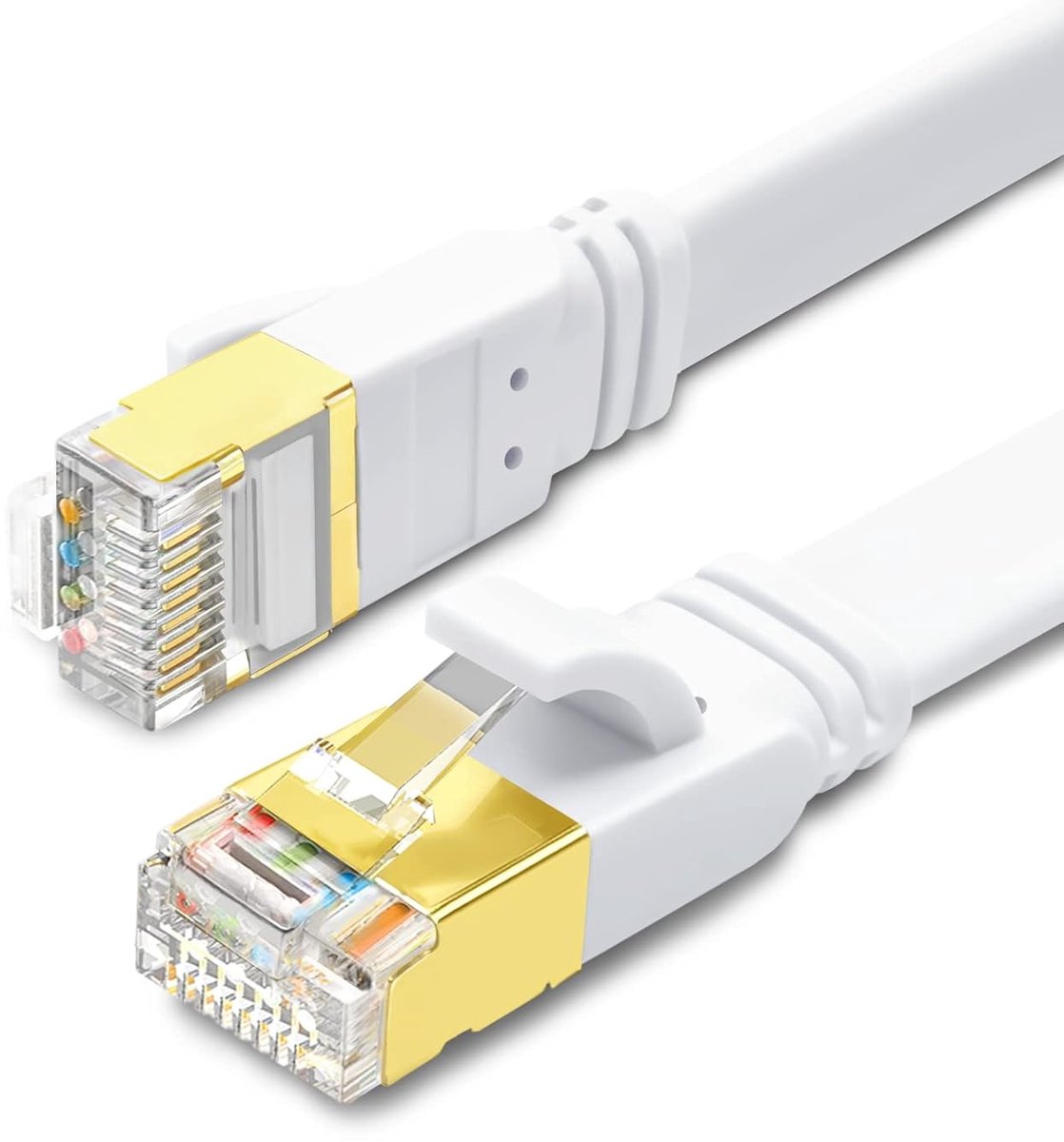 Thijox - Cat 8 Ethernet Kabel 0.5m - High Speed RJ45 Netwerkkabel 40Gbps 2000MHz Wit - Ideaal voor PS5, Modem, Router, TV, PC - Sneller dan Cat7