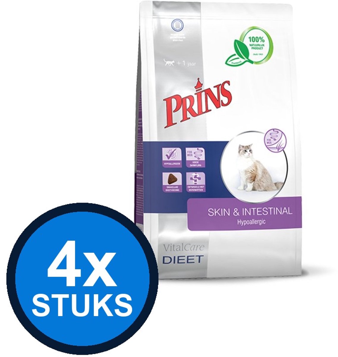 4x Prins - VitalCare dieet skin support 1,5kg - Kattenvoer - 1.5 kg