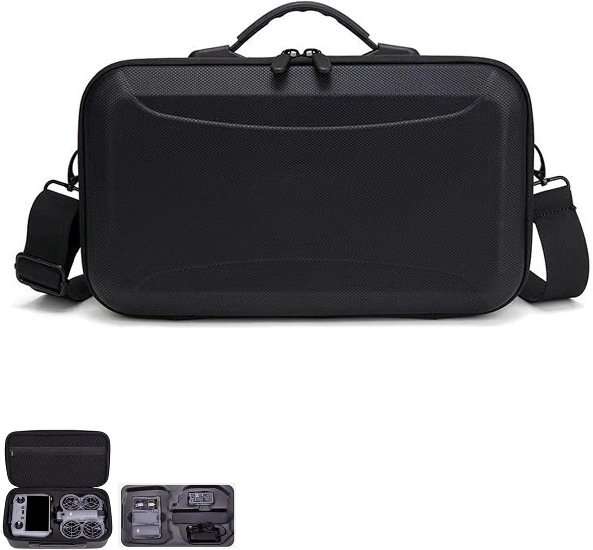 SnelShoppen - Draagtas voor Drone en Afstandsbediening, Ideaal voor DJI Neo 2 Fly More Combo, Beschermende Schoudertas, Zwart, 34 x 20 x 8 cm