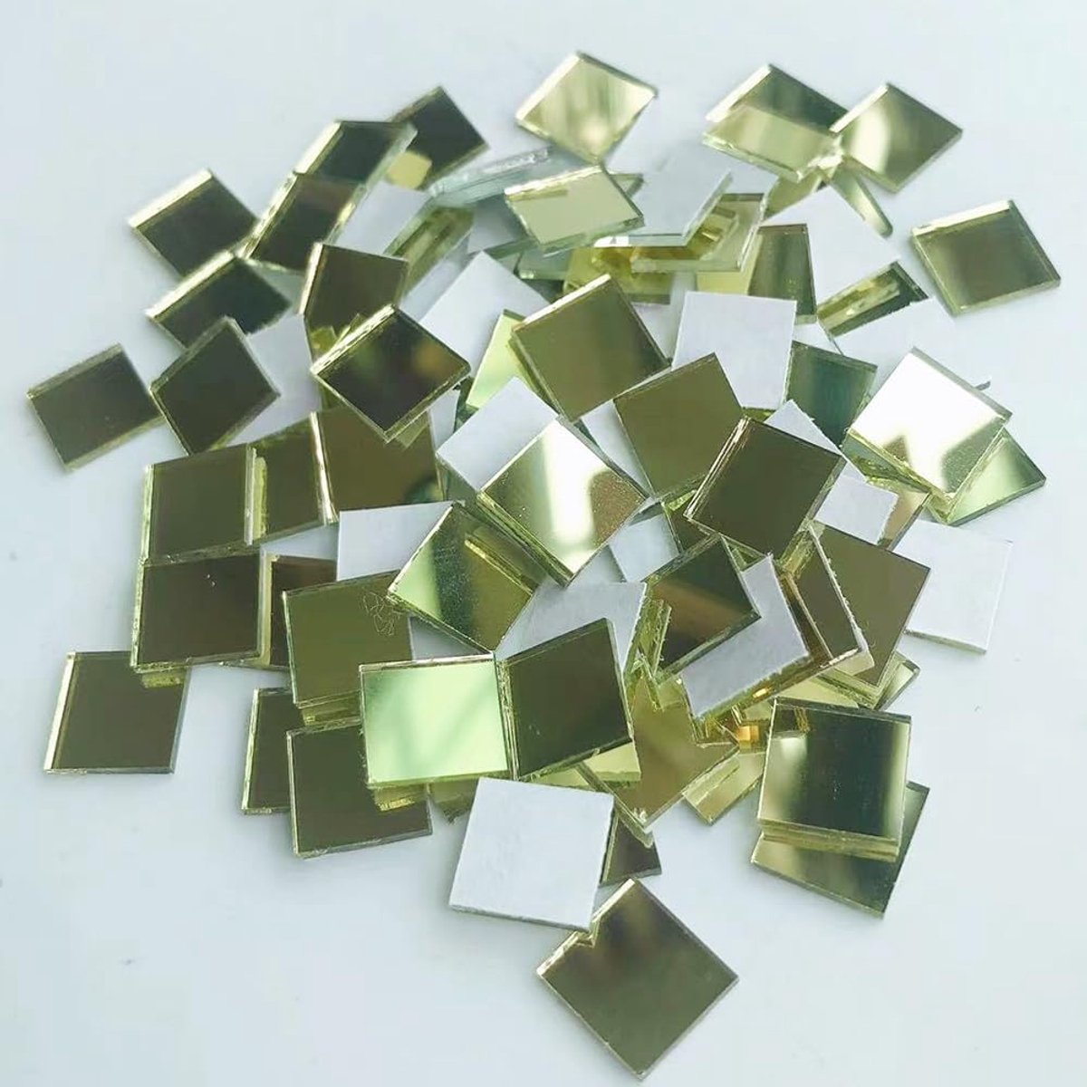 SnelShoppen - Square Mosaic Mirrors - 200 Stuks Spiegeltegels 10 x 10 mm voor DIY Projecten, Wanddecoratie, Ambachten en Versiering in Goud voor Woonk