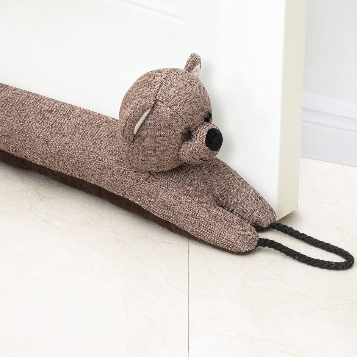 SnelShoppen - Decoratieve Deurstopper 81cm - Windstopper voor Deur & Raam - Zachte Polyester met Gewichten - Geluidsisolatie - Beer Motief