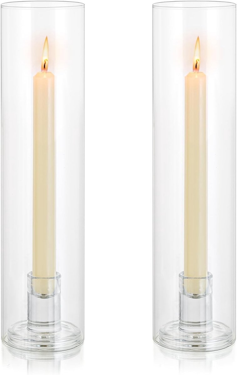Glazen Kandelaarhouder - Transparant - Hoogte 30 cm - Met Verwijderbare Cilinder - Voor Bruiloften en Thuisdecoratie