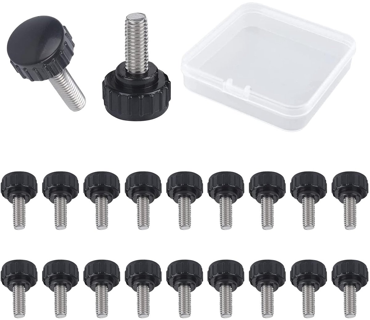 Knurled thumb screw set 20pcs M4 x 15mm - roestvrij staal - met kunststof handgreep - voor machinedelen - ShopVlot