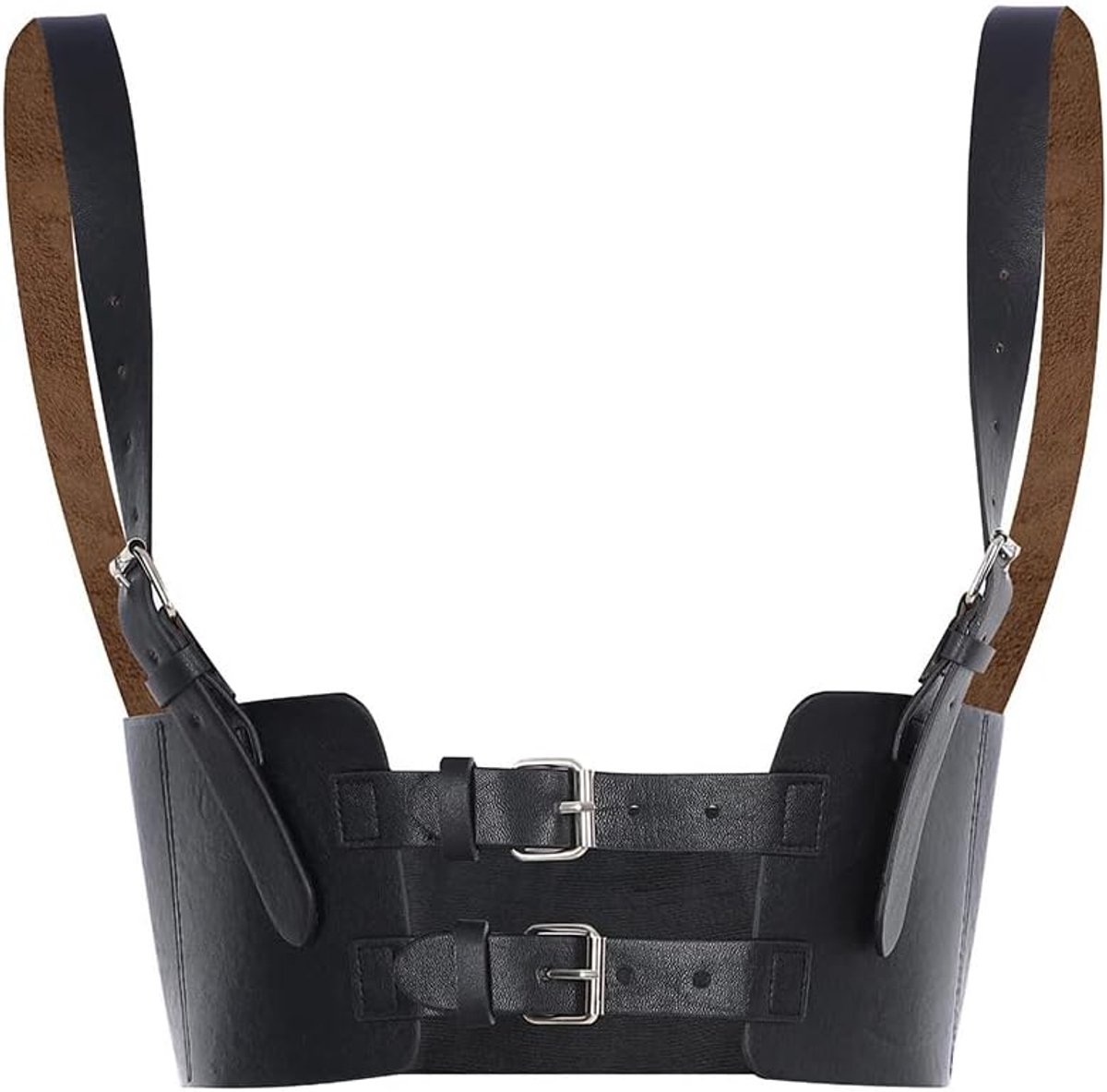Corset voor vrouwen - zwarte leren punk - verstelbaar onderbust - ideaal voor cosplay en feesten - ShopVlot