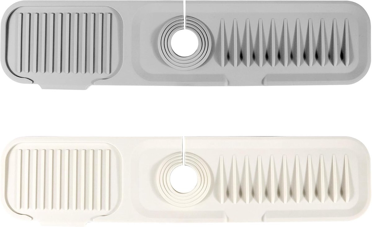 Siliconen Tray 2-delig - Beige/Grijs - Organizer voor keuken en badkamer - Praktische afvoer mat - ShopVlot