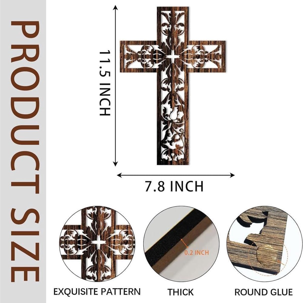 Houten muur kruis set van 3 - unieke design - duurzaam materiaal - spirituele decoratie - ShopVlot