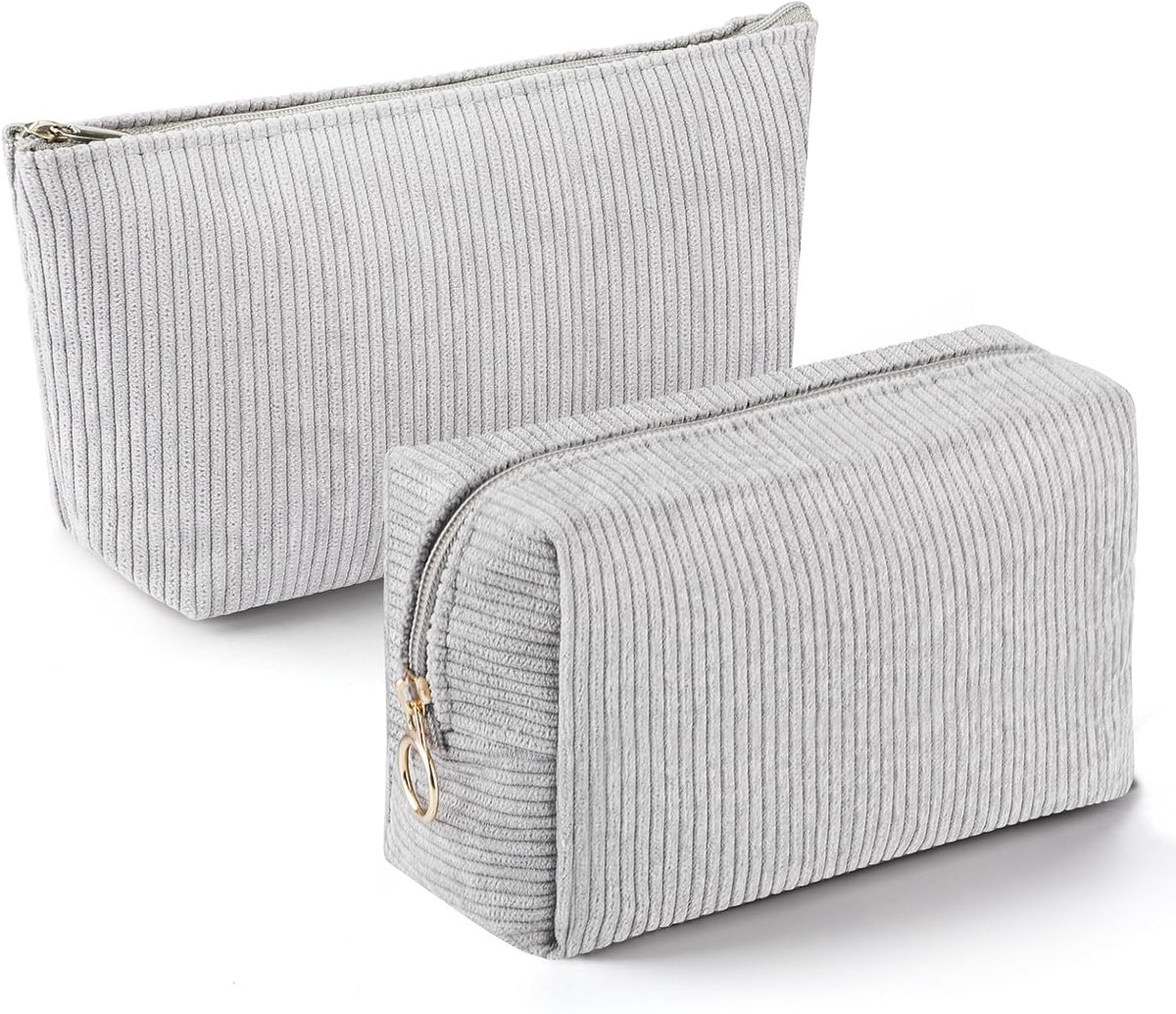 Cosmeticazakjes set - medium capaciteit - corduroy materiaal - ideaal voor dagelijks gebruik - ShopVlot