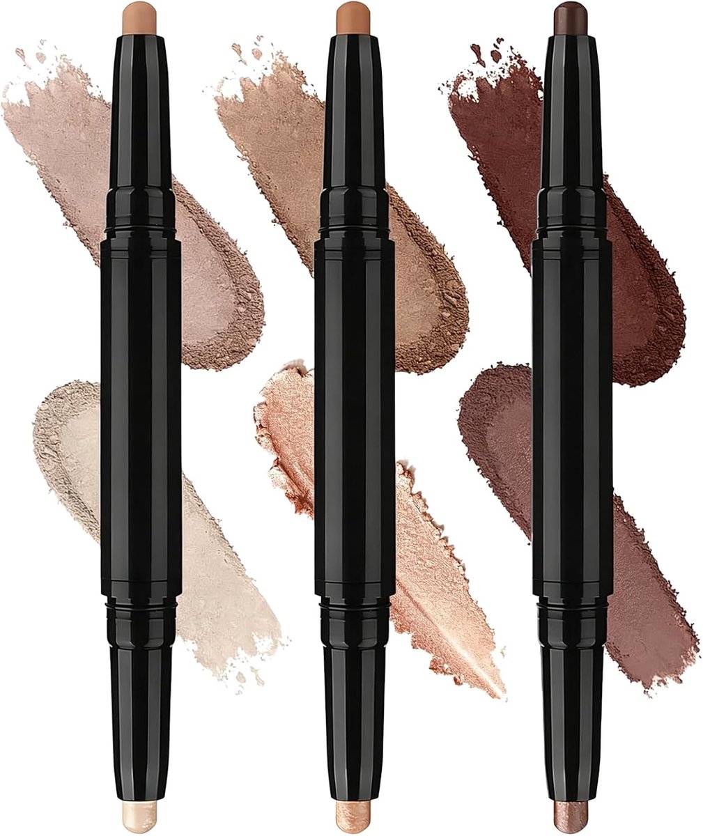 Oogschaduwpen set van 3 - 2-in-1 design - matte en glanzende texturen - langdurige make-up effect - ShopVlot
