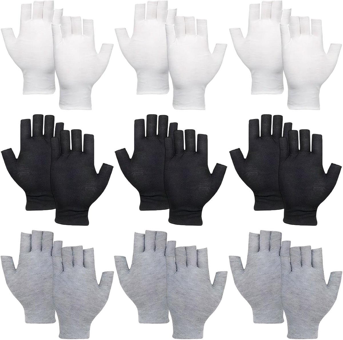 Katoenen handschoenen 9 paar - dunne vingerloze uitvoering - uv-bescherming - ideaal voor golfen - ShopVlot