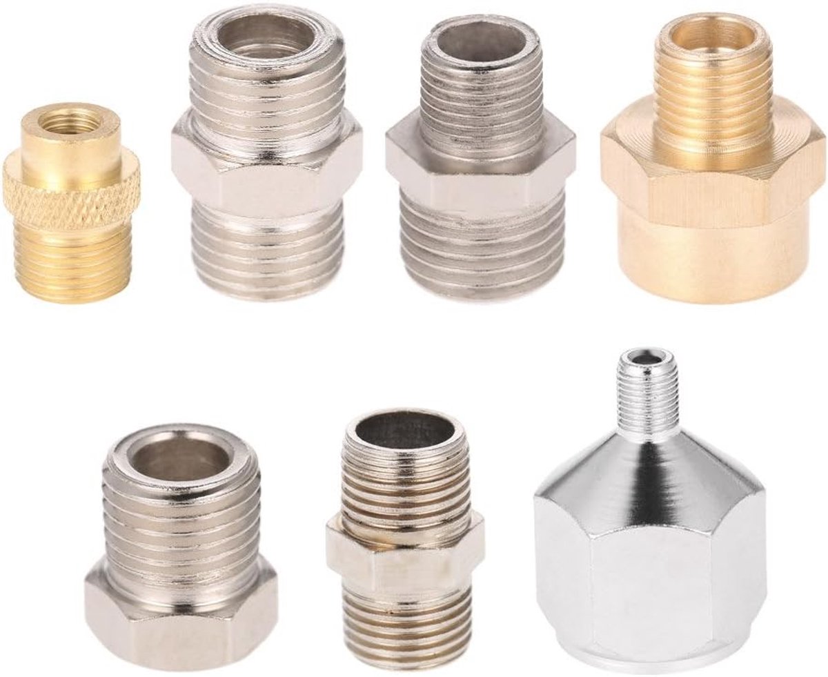 Airbrush adapter set 7-delig - Koppelingen van koper en ijzer - Professionele accessoires - Eenvoudig te gebruiken - ShopVlot