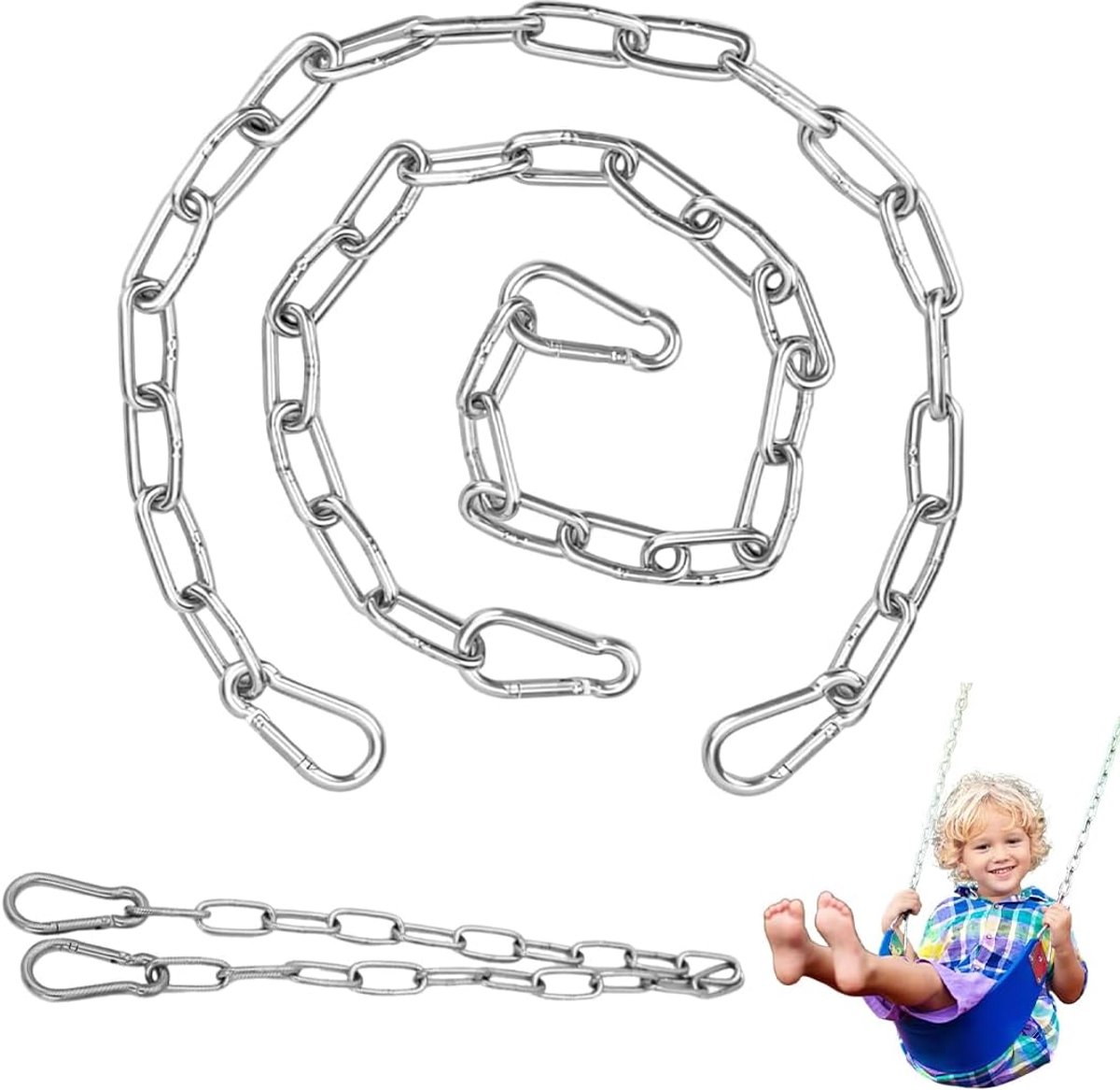 Roestvrijstalen ketting 3 stuks - metalen schakels - met karabijnhaken - ideaal voor hondenketting - ShopVlot