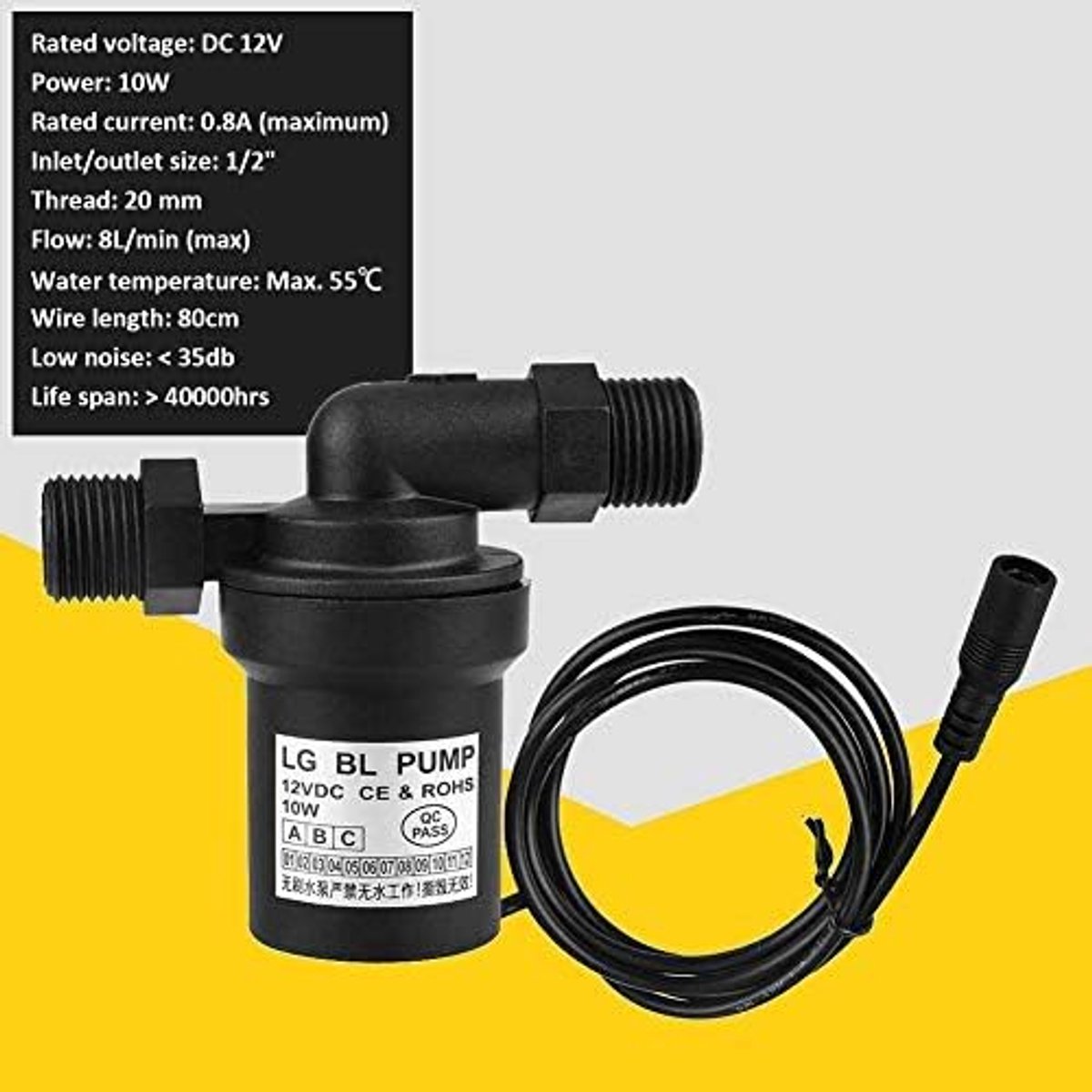 Waterpomp 12V 10W - Brushless submersibel - Laag geluidsniveau - Ideaal voor watercirculatie - ShopVlot