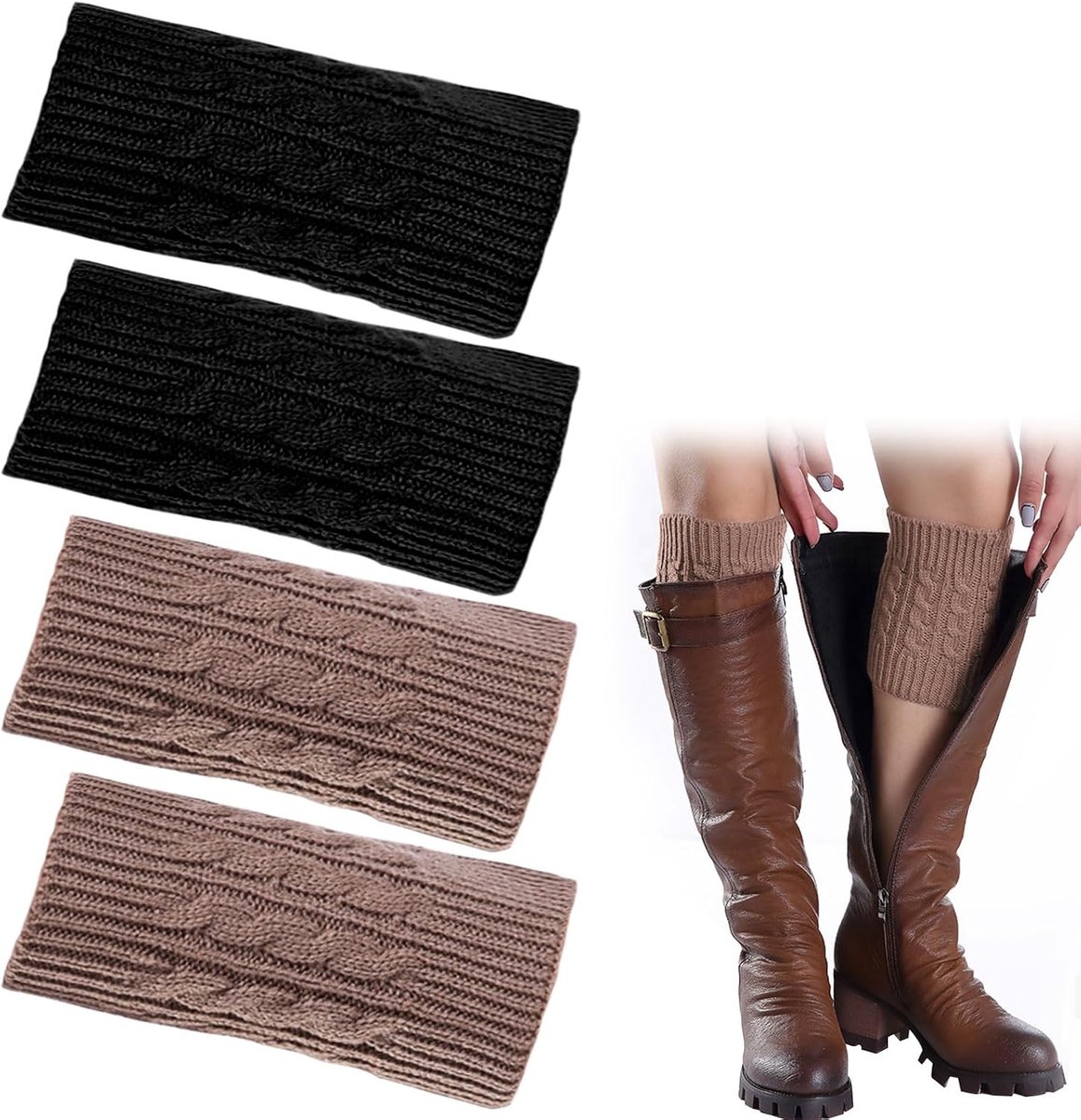 Legwarmers voor dames - gebreid - lange boot cuffs - warme kniekousen voor ballet - ShopVlot