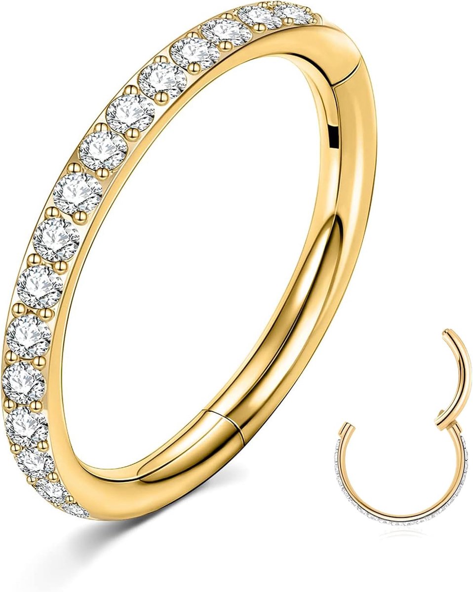 Neusring titanium 18G/16G - goud/zilver/zwart - hypoallergeen - stijlvol en comfortabel - ShopVlot
