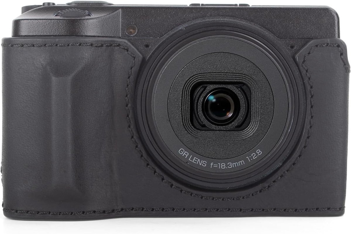 Half Case voor Ricoh GR IV GR III - Echt leer - Met handvat en onderopening - Bescherming en grip - ShopVlot