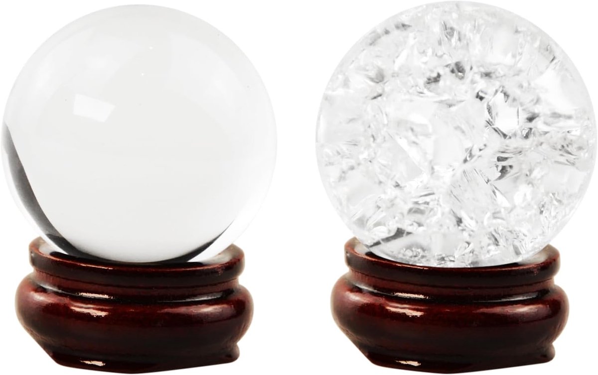 Kristallen bal set 40mm - heldere en gebroken ijs bal - decoratie voor feng shui en meditatie - ShopVlot