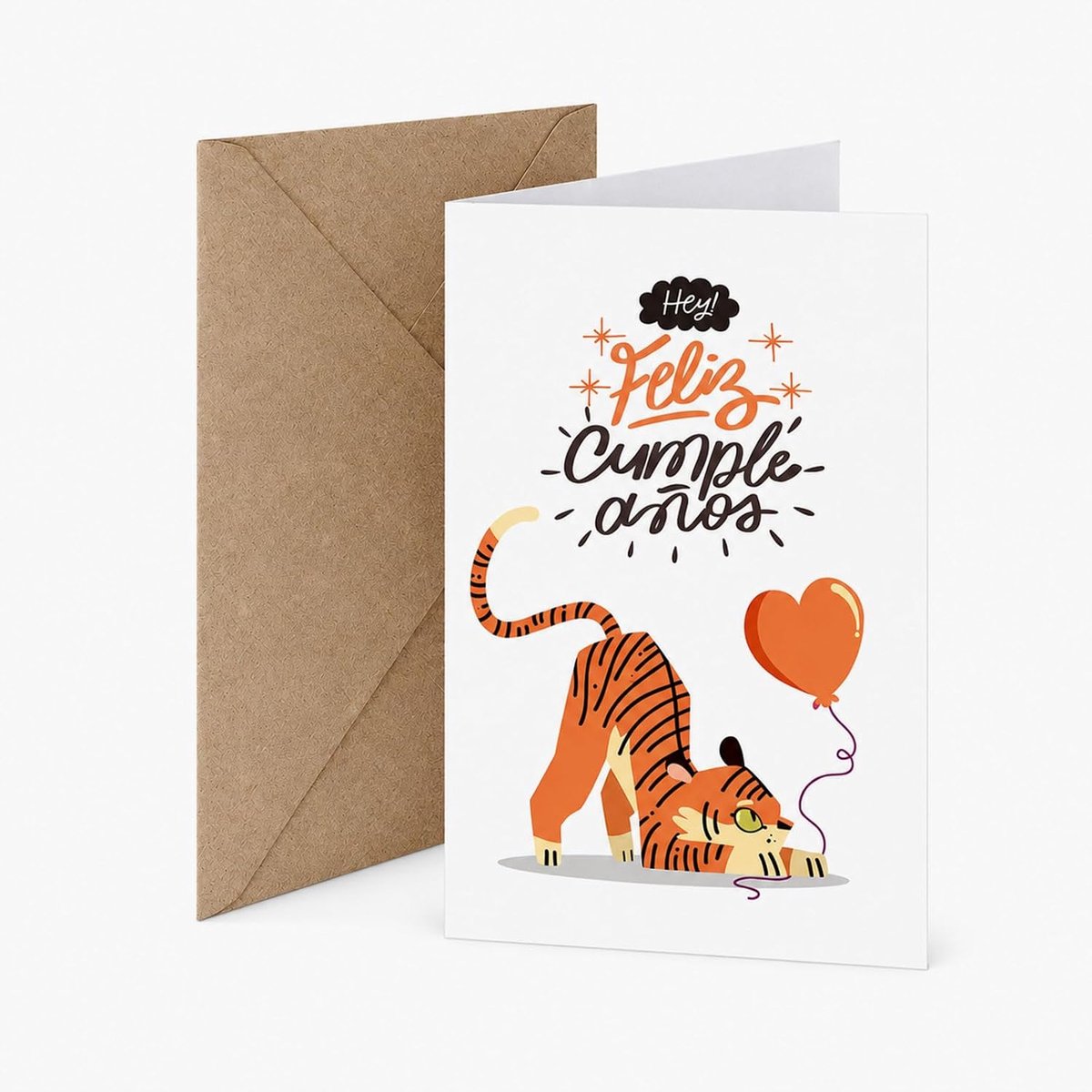 verjaardagskaart 10 x 15 cm - tijger met ballon - stabiel karton - ruimte voor persoonlijke boodschap - ShopVlot