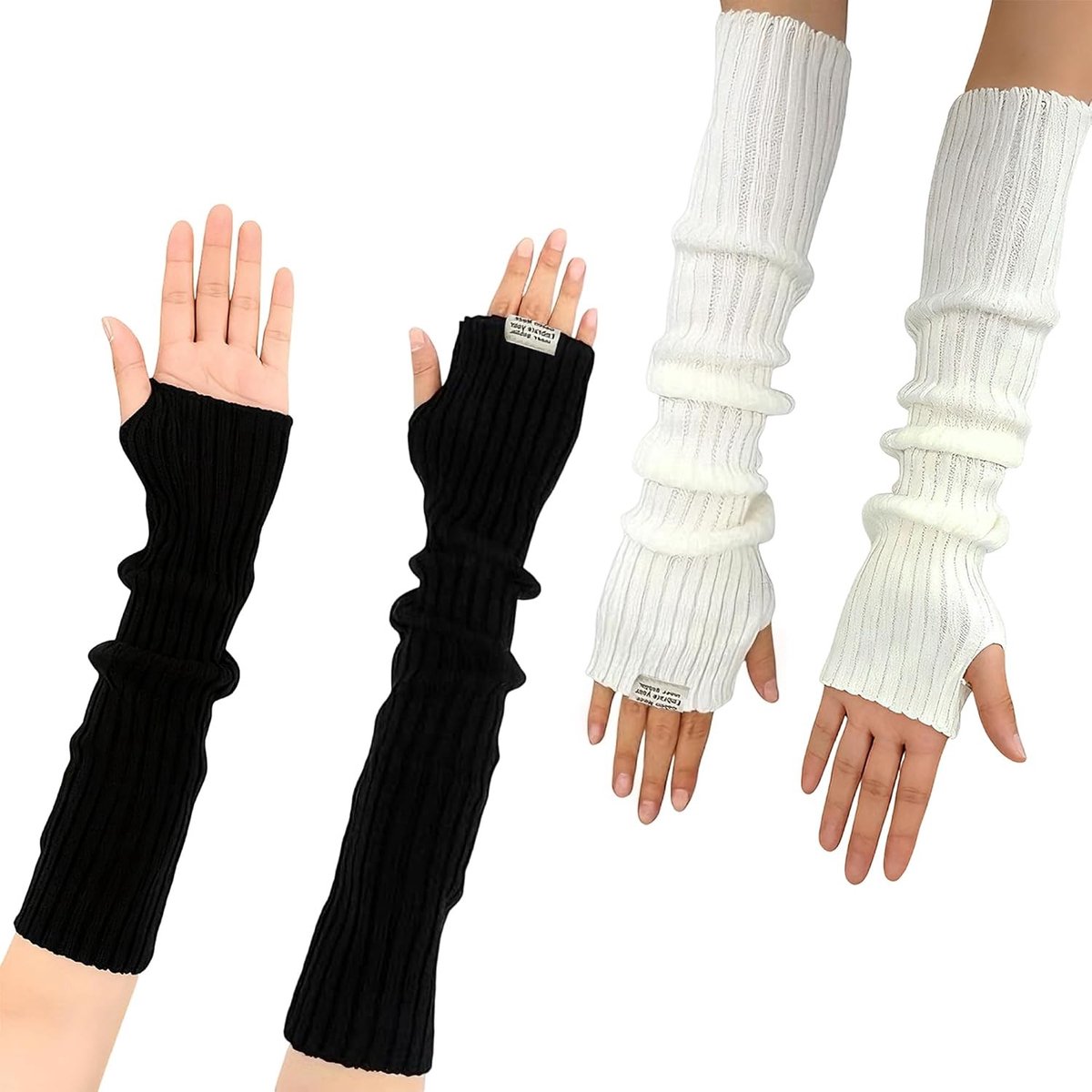 Dames Gebreide Handwarmers in Zwart en Wit - Perfect voor Koude Dagen en Buitenactiviteiten
