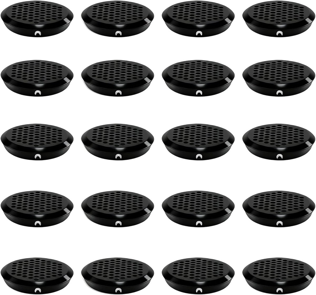 Ventilatiegrills rond 53 mm - roestvrij staal - zwart ventilatie sloten - ideaal voor opslagkasten - ShopVlot