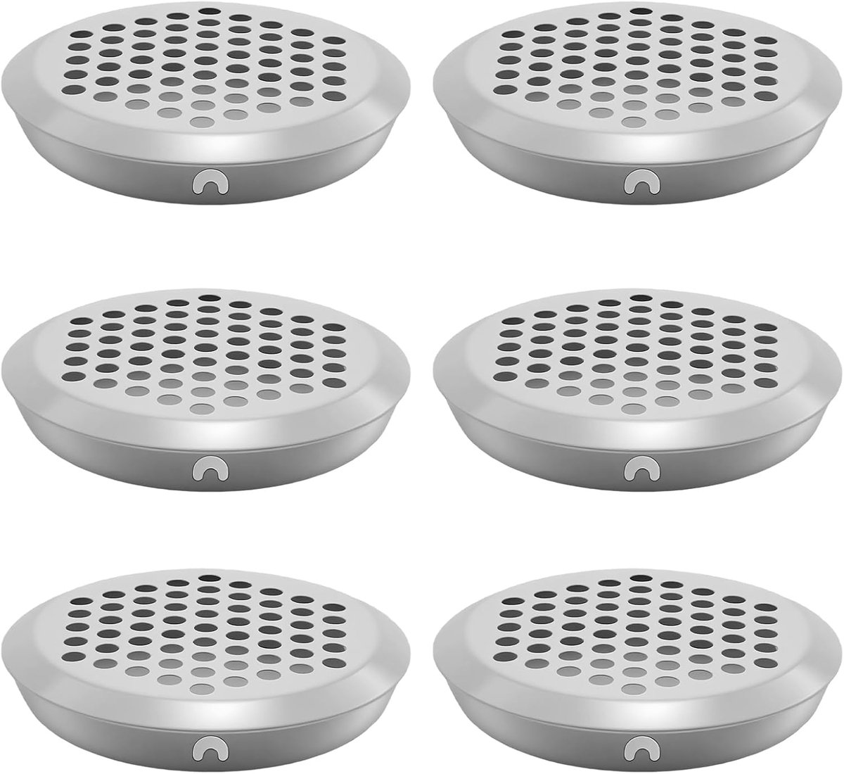 Ronde ventilatierooster set van 6 - RVS zwart - diameter 53 mm - ideaal voor kastventilatie - ShopVlot