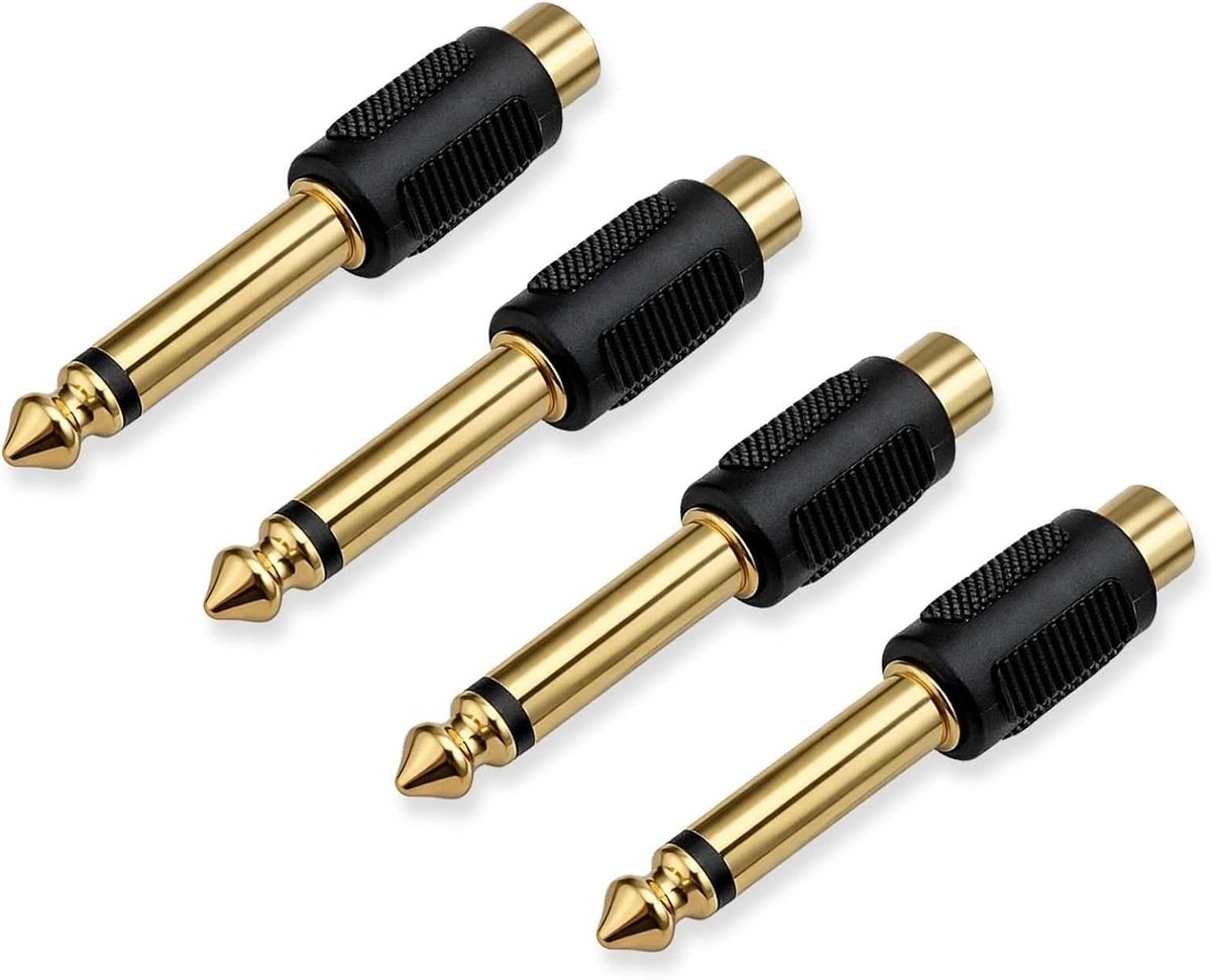 Audio adapters 6,35mm jack plug naar cinch jack - goudgeplateerde connectors - optimale geluidskwaliteit - ShopVlot