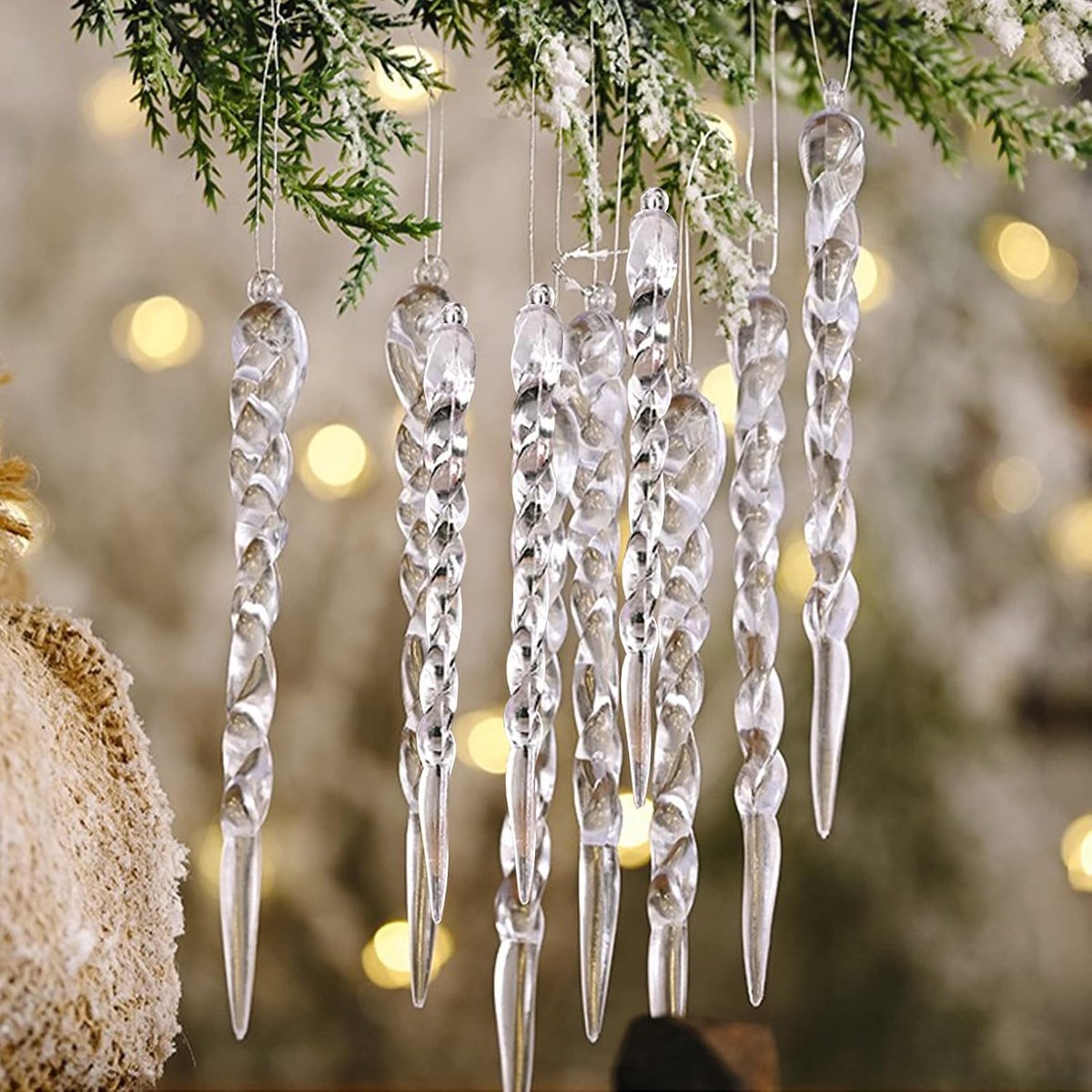Kerstboomdecoratie IJspegels 18St - 13Cm Acryl - Transparant - Voor een sprankelende kerstboom - ShopVlot