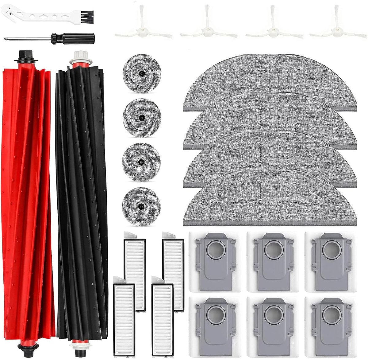 25-delige accessoireset voor robotstofzuigers - 2 hoofdborstels, 4 zijborstels - inclusief filters en stofzakken - ShopVlot