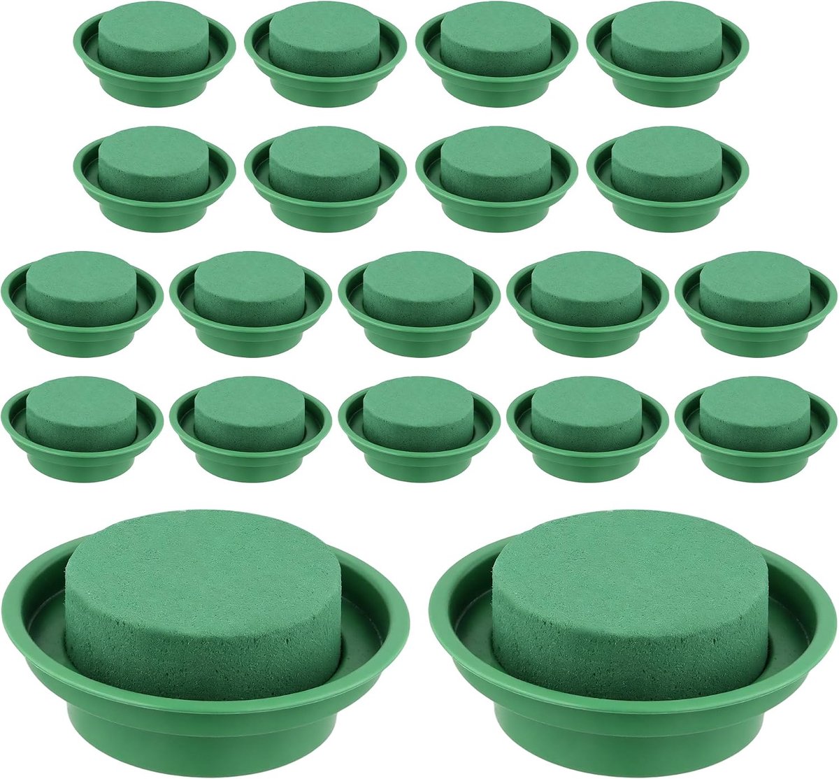 Bloemschuim rond 8 x 4 cm - Groene natte steekmassa - Hoge wateropname - Voor bloemstukken - ShopVlot