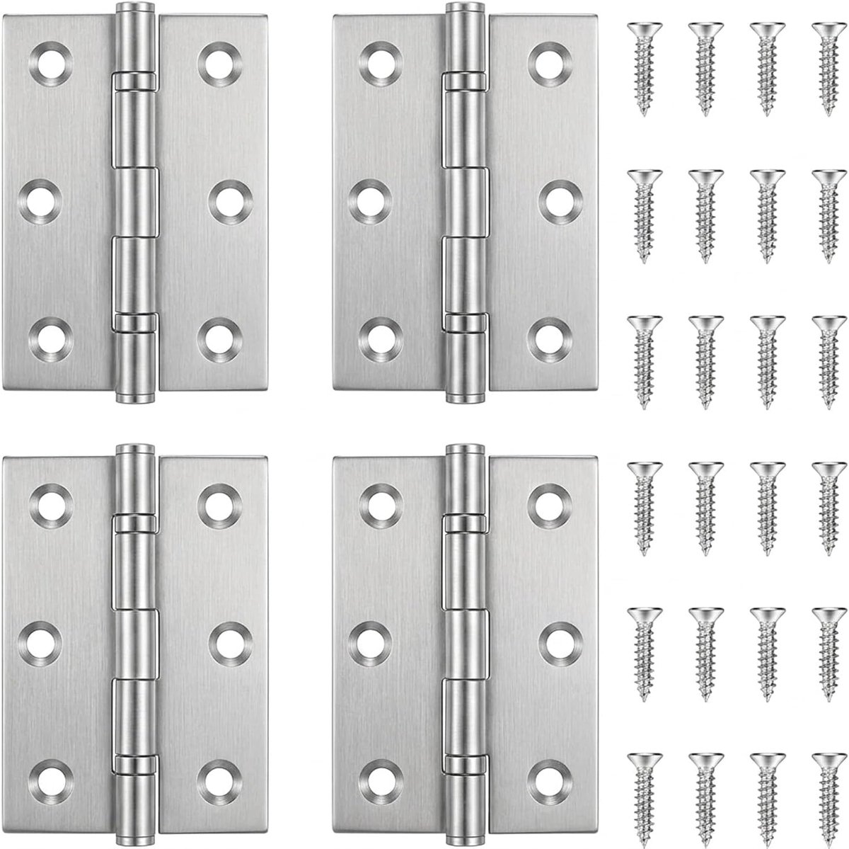 4 stuks scharnieren voor zware belasting, roestvrij stalen scharnieren, inklapbaar, 70 x 40 x 1 mm - ShopVlot