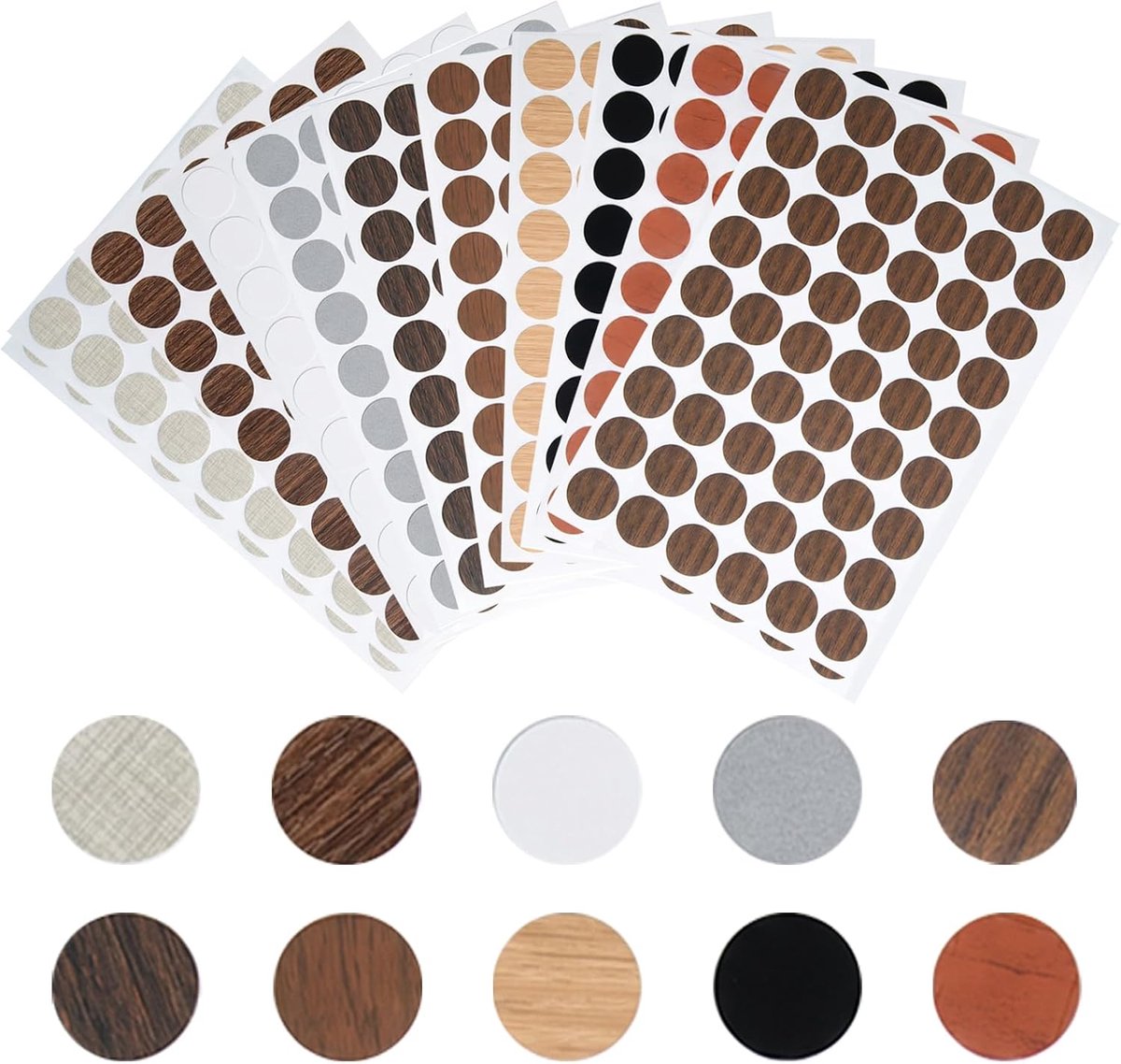 540 stuks zelfklevende schroefdoppen in 10 kleuren, 21 mm gatafdekkingen voor schroefgaten in meubels, ideaal voor - ShopVlot