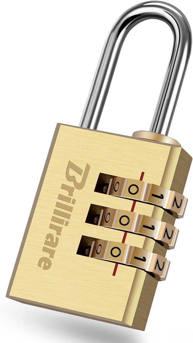 Combinatiehangslot, 3-cijferig messing slot, weerbestendige koperen bagagesloten met numerieke code, resetbaar 21 mm - ShopVlot