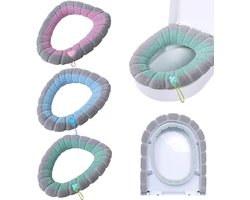 BTHEONE Set of 4 Toilet Seats with Handle, Soft Bathroom/Toilet Lid Cover, Pillow, Thick, Stretchy, Washable - ShopVlot