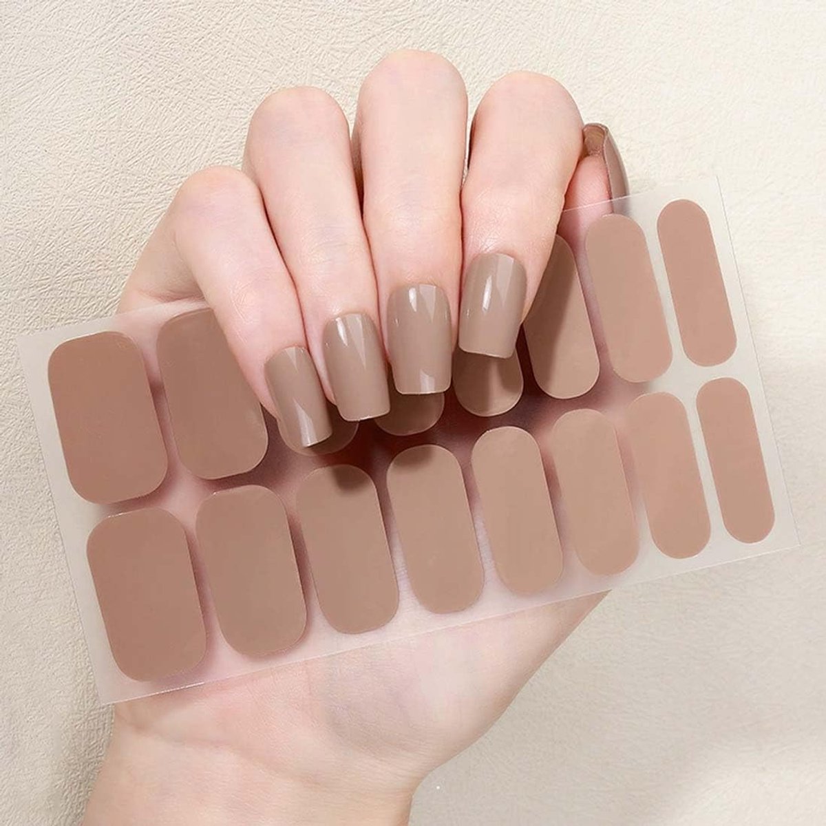 Jelly Brown Gel Nail Film, 32 Pieces, Self-Adhesive Semi-Firm Films for Natural Nails Without UV Lamp, Easy DIY - ShopVlot