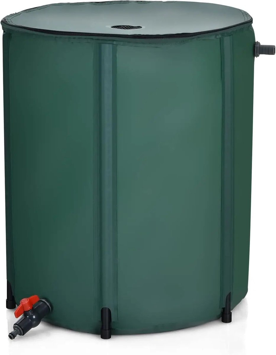 Gudalio Regenton - Watervat - Regenwatertank - Regenwatervat - Opvouwbaar - Met Waterkraan & Overloopklep - 200 L - Groen
