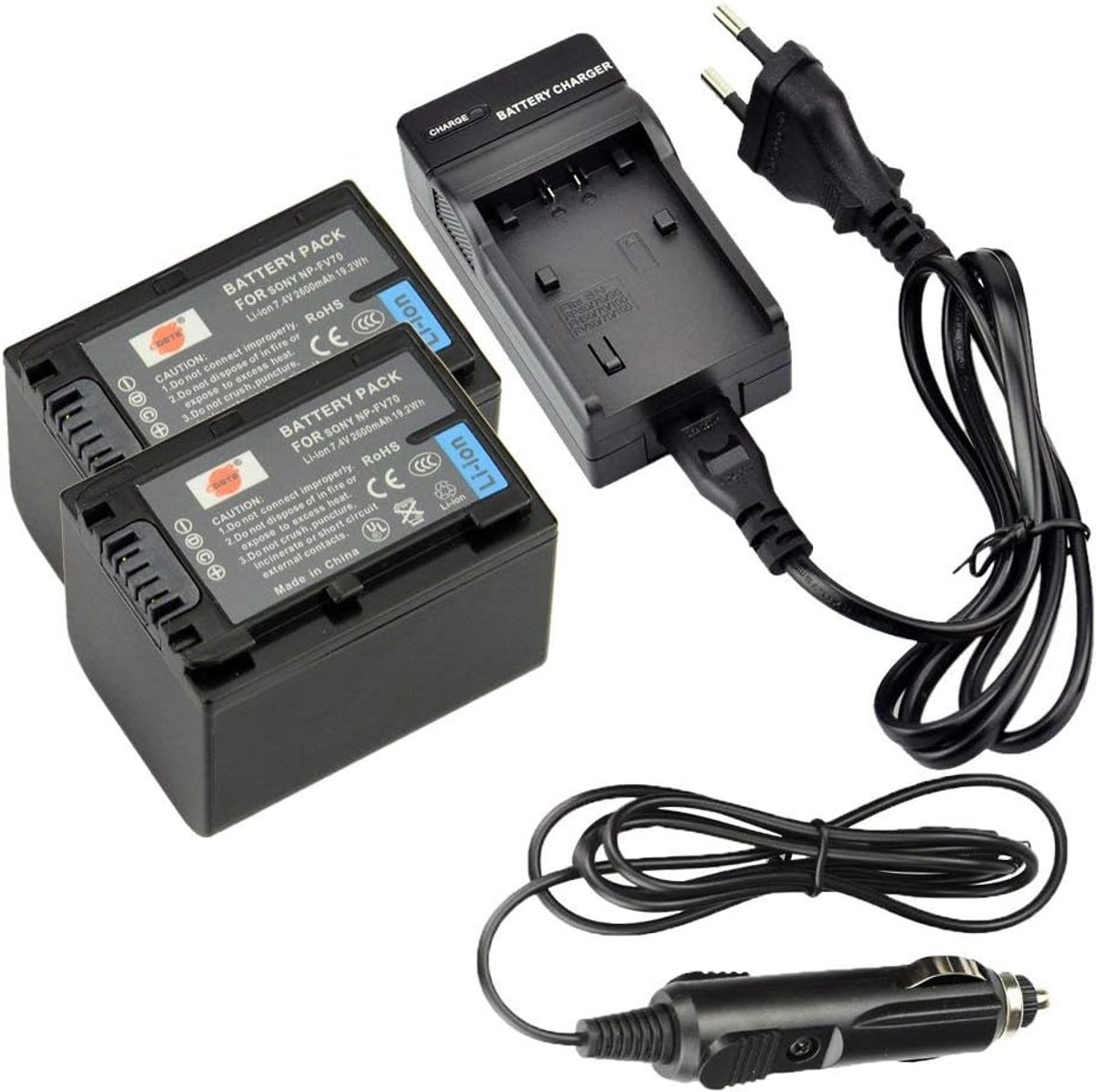 DSTE 2PCS NP-FV70 Replacement Battery and DC04E Travel Charger Compatible with Sony HDR-CX150 HDR-CX155 HDR-CX160 - ShopVlot
