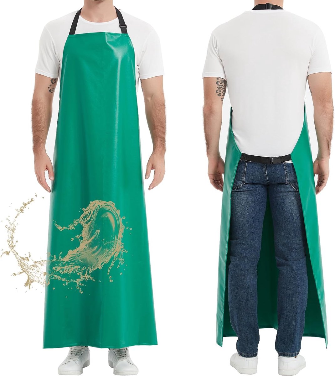Thicker Rubber Apron, 130 x 90 cm Adjustable Apron, Heavy Duty Oil and Chemical Resistant Work Apron, Extra Long - ShopVlot