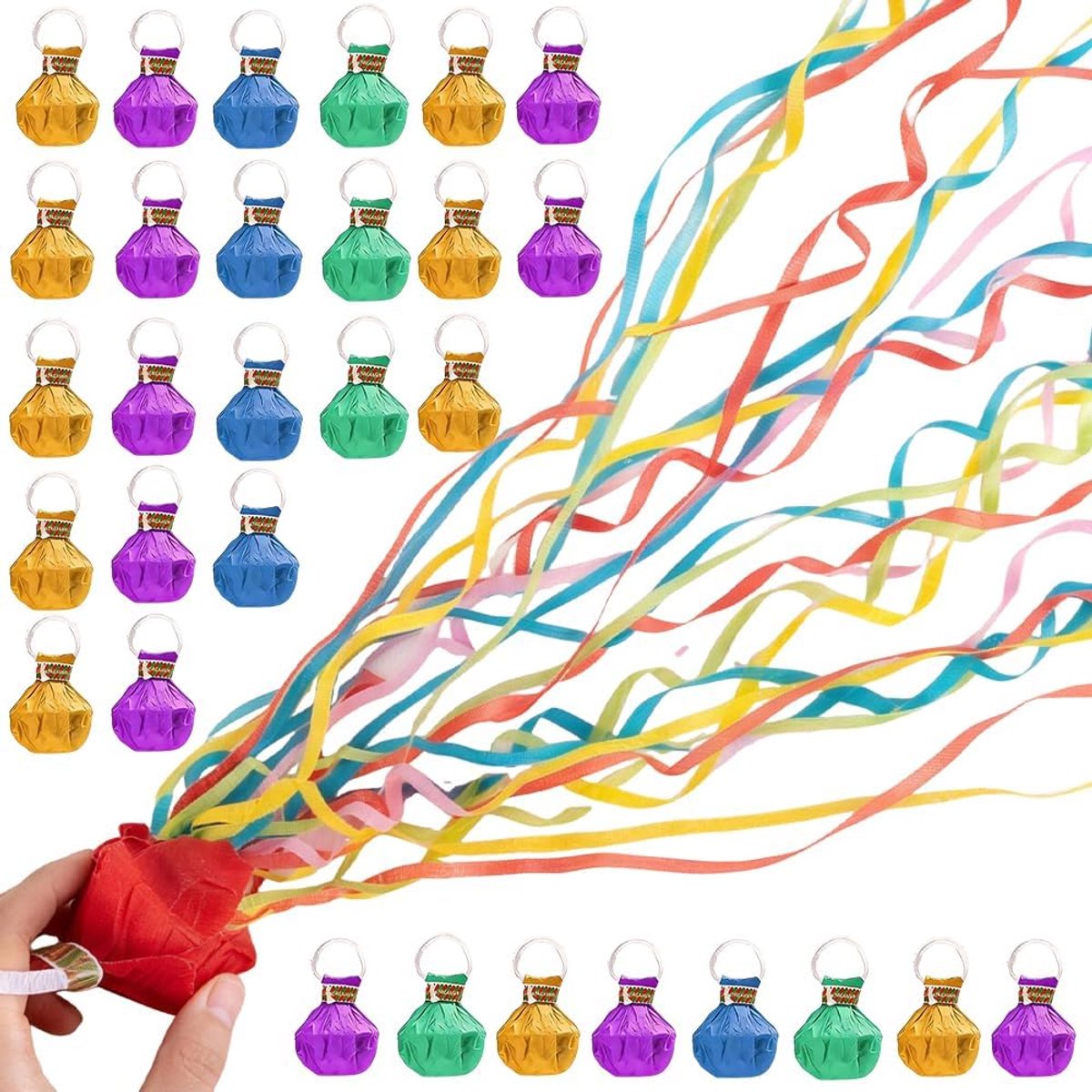 Pack of 30 Garlands for Birthday Throw Air Tubes Cannon Throw Air Tubes Bombs Hand Throw Confetti Garlands for - ShopVlot