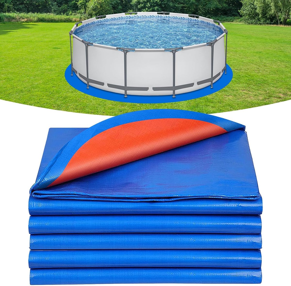 Round Pool Mat, Ground Sheet for Above Ground Pools, Protective Mats Ground Tarpaulin, Frame Pool Mat for Swimming - ShopVlot
