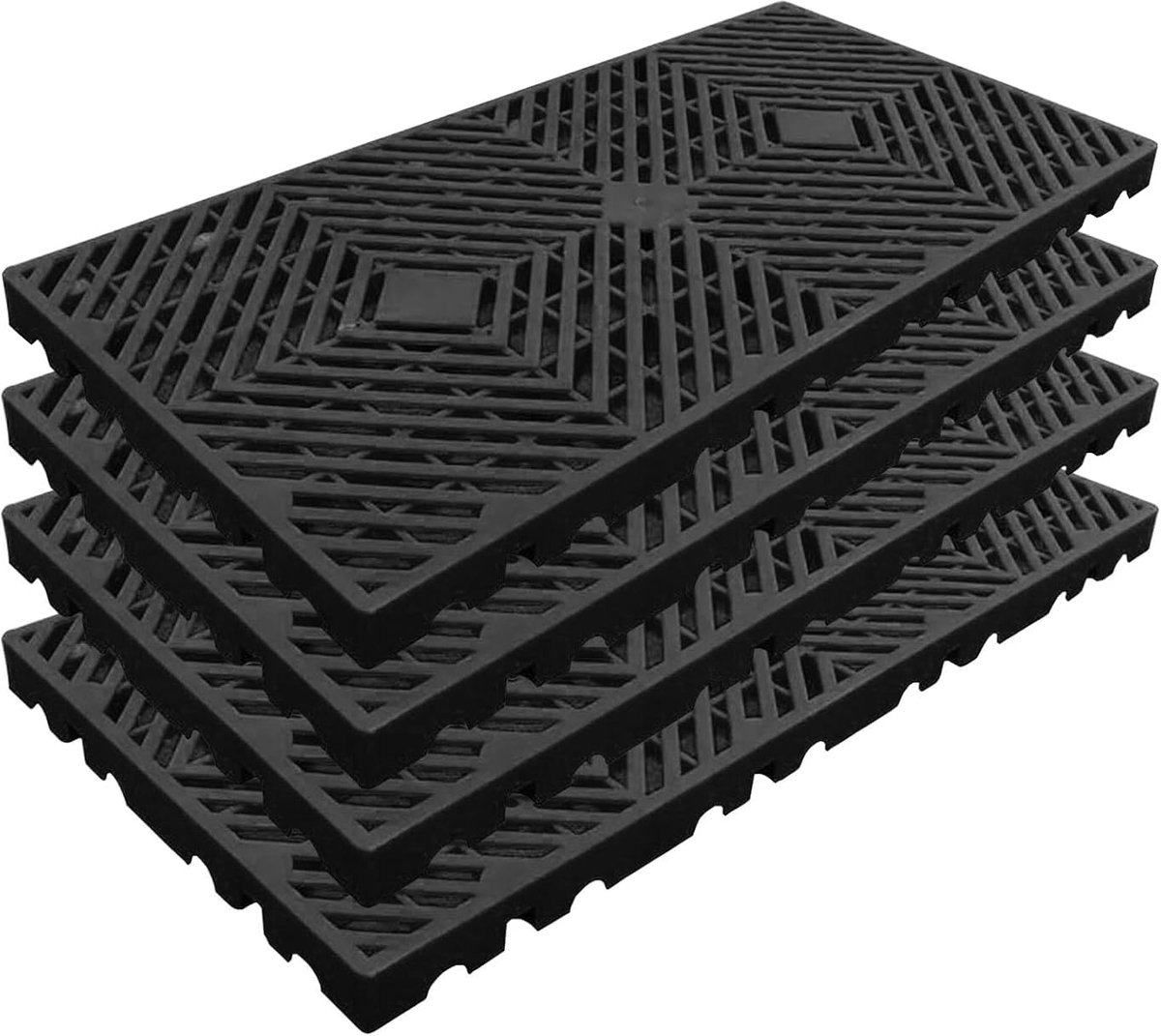 4 stuks lichte kunststof pallets, 60 x 30 cm, vochtbestendig, met ventilatierooster, voor garage, keuken en kelder - ShopVlot