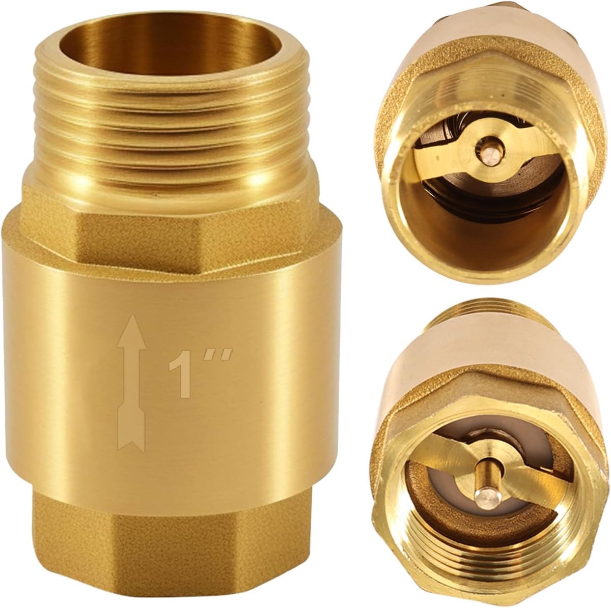 Begonia Brass Check Valve, 1 Inch IG to AG, Return Valve with Female Thread and Male Thread 1 Inch, Rustproof and - ShopVlot