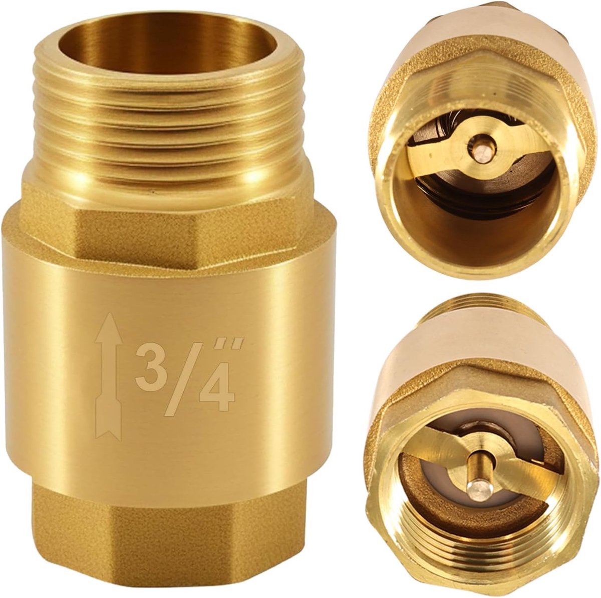 Begonia Brass Check Valve 3/4 Inch Check Valve 3/4 Inch IG to AG, Check Valve with Female Thread and Male Thread 3/4" - ShopVlot